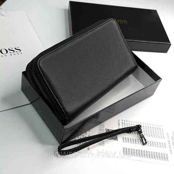 Кожаный брендовый кошелек клатч на два отделения Boss (6614) Киев