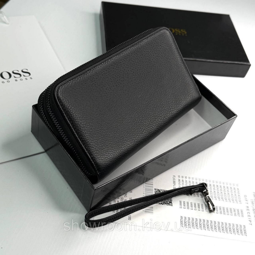 Кожаный брендовый кошелек клатч на два отделения Boss (6614) Киев - изображение 4