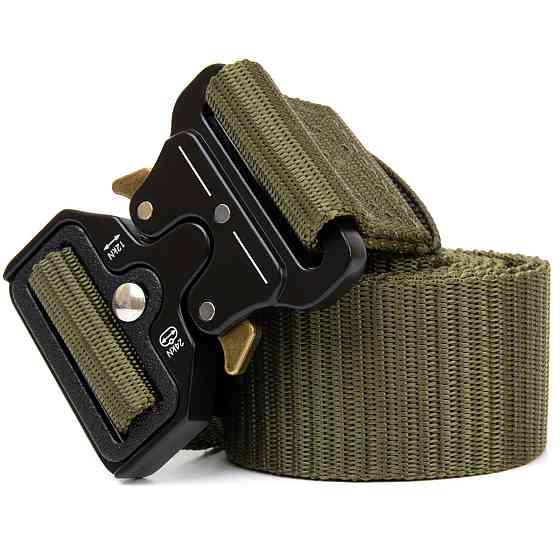 Текстильний ремінь з чорною пряжкою Vintage 20549 Хакі Київ