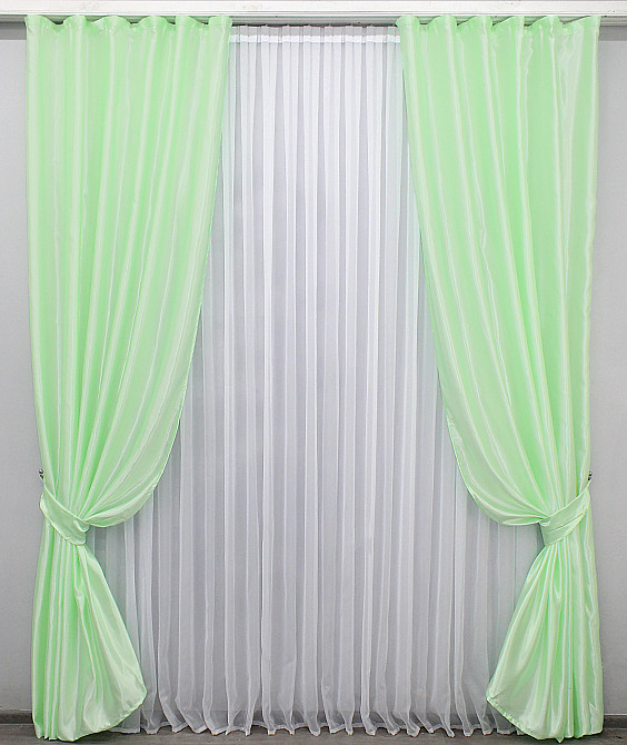 Комплект готових штор VR-Textil Атлас № 739ш Салатовий 150х270 см 2 шт (30-522) Київ - фото 2