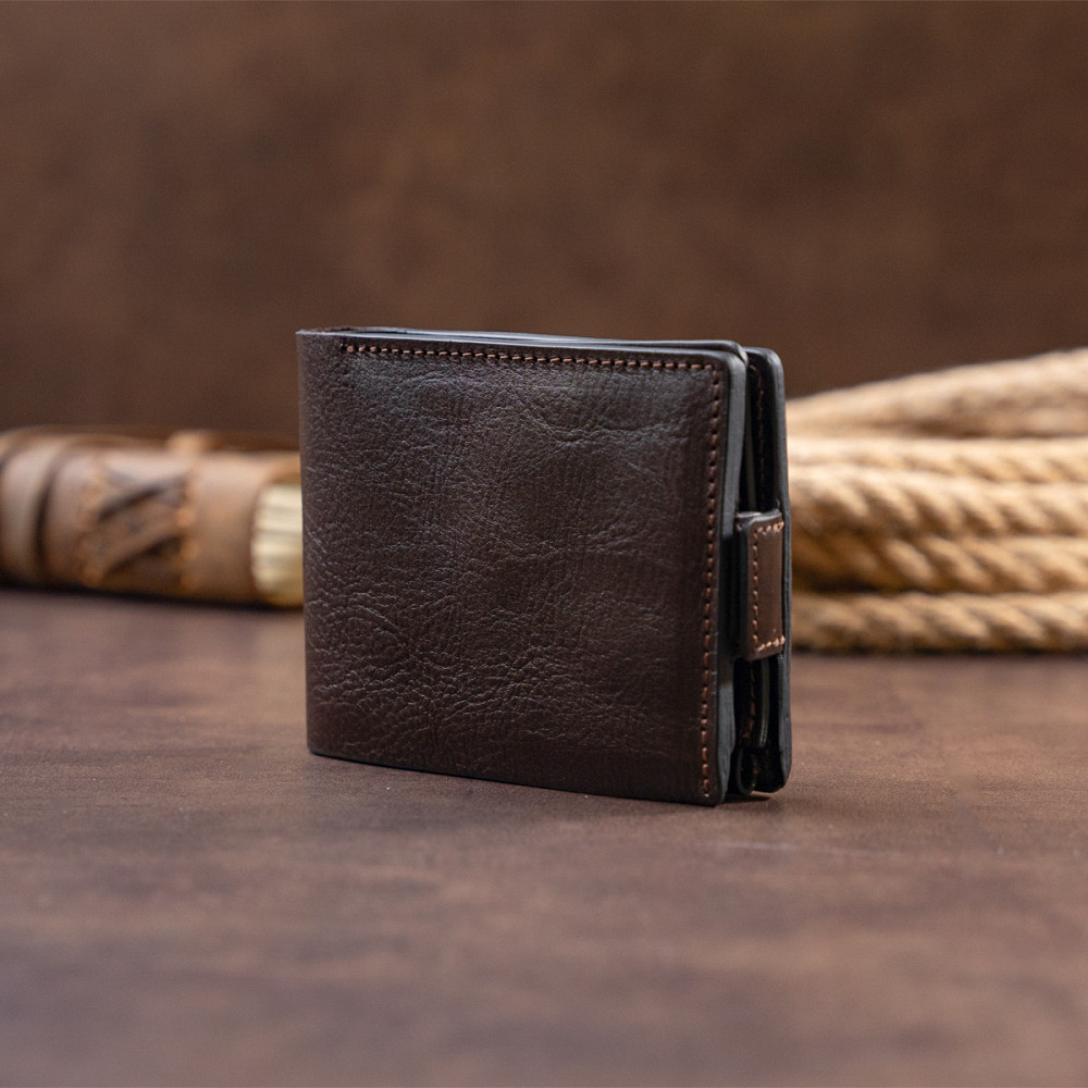 Портмоне горизонтальне Amico на магніті на два відділення GRANDE PELLE 11321 Коричневе Київ - фото 9