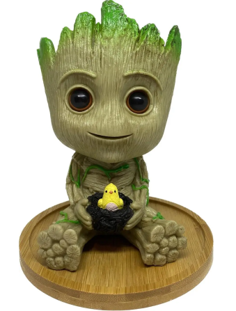 Горшочек для вазонов и канцелярии Грут Groot G9 Малыш с птенцом + круглая подставка Винница - изображение 1