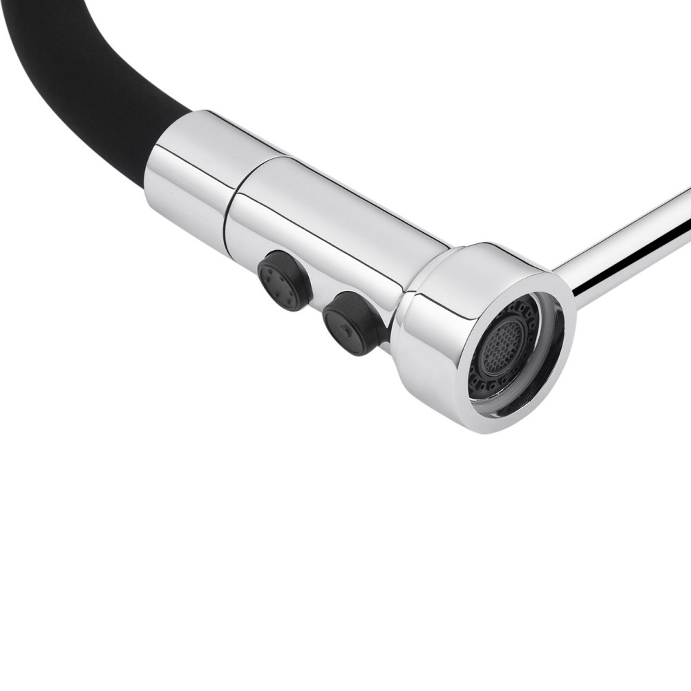 Змішувач для кухні з гнучким виливом Kroner KRP Ersel - C03111BLK хром/чорний Київ - фото 8