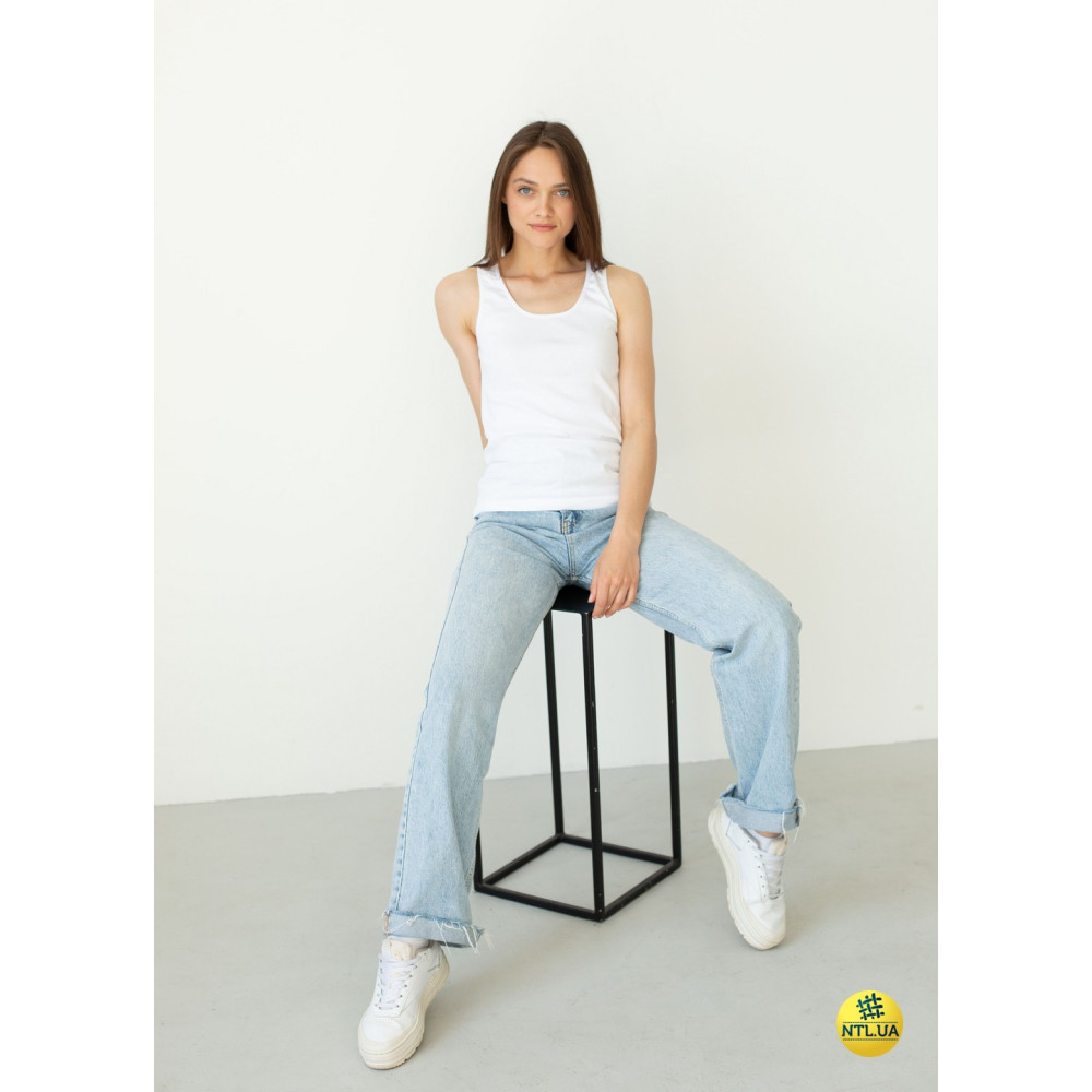 Базова однотонна жіноча майка з бавовни на широких бретелях Наталюкс 21-2110 M Київ - фото 3