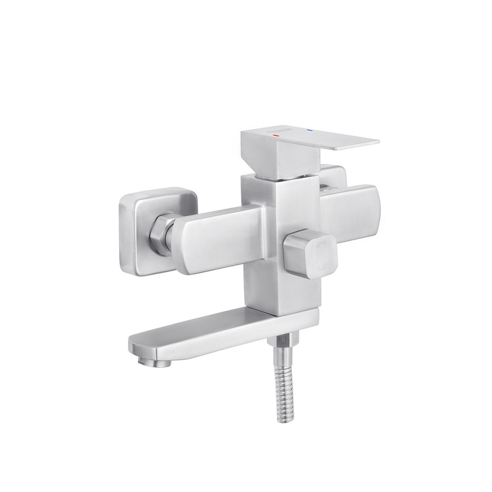 Змішувач для ванни з душовим гарнітуром Kroner KRP Edelstahl Kubus - ESG060 сатин Київ - фото 4