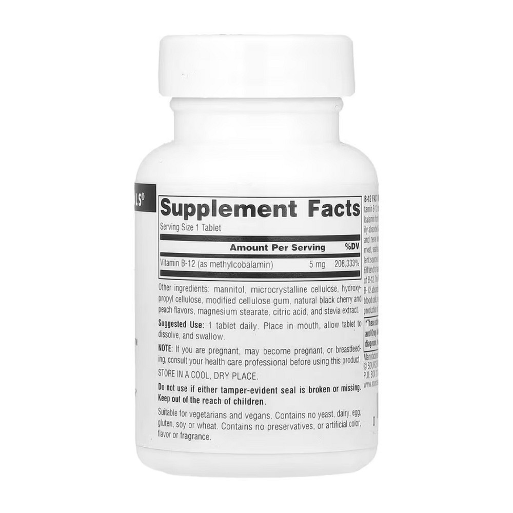 Витамин Source Naturals Витамин B-12 (цианокобаламин) Fast Melt 5 мг 60 таб Киев - изображение 2