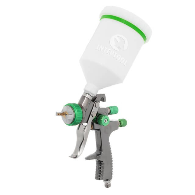 Краскопульт пневматический LVLP GREEN INTERTOOL PT-0132: 200 л/мин, диаметр форсунки 1.3мм, 600 мл бачок Киев - изображение 1