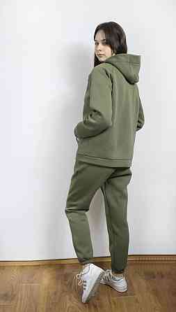 Костюм женский теплый спортивный на флисе кофта на змейке Хаки 46/48 Харьков