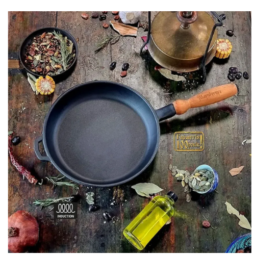 Сковорідка d24*4см скляна кришка з дерев'яною ручкою чавунна Т302С3 Майстерня Житомир - изображение 9