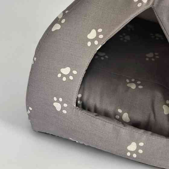 М'який будиночок для домашніх тварин собак та котів 1352 M (50*50см), Сірий з лапками Київ