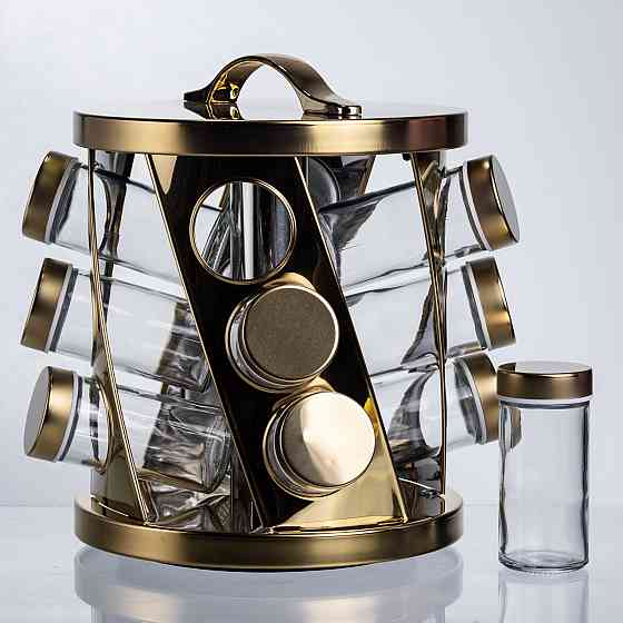 Yiwu Карусель для спецій 12 баночок по 100 мл, золото HP-1369 Коломия