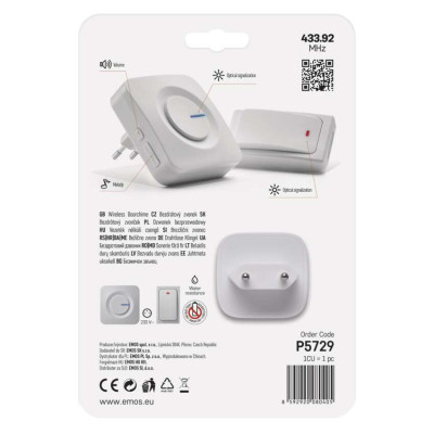 Дверной звонок EMOS беспроводной P5729 питание от сети 220В с кнопкой BATTERY-FREE (P5729) Винница - изображение 7