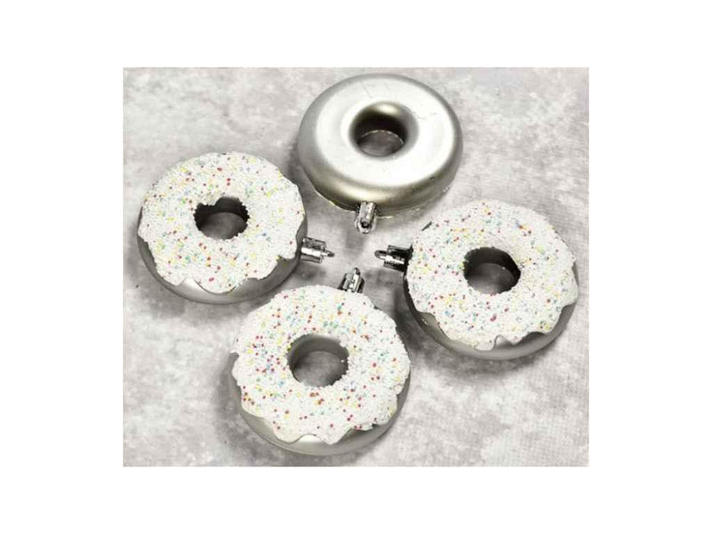 Набір ялинкових прикрас 8см срібло 4шт/наб Donut M47965 ТМ STENSON Київ - фото 1
