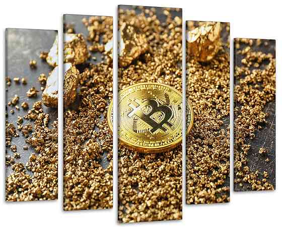 Модульна картина у вітальню / спальню Золотий Биткоин Art-376_5 ( 80х118см ) Київ