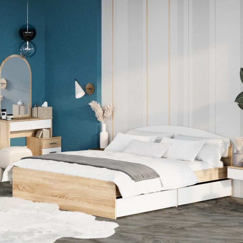 Двуспальная кровать Эверест Астория с двумя ящиками 160х200 см Дуб сонома/Белый (DTM-073876) Львов - изображение 9