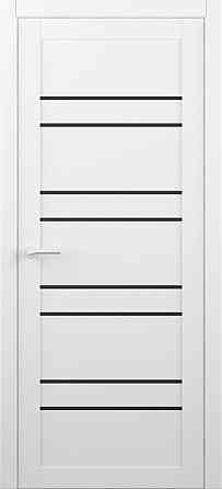 Двери Дублин Белый Полотно с черным стеклом, покрытие VINIL Киев