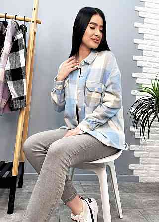 Жіноча тепла сорочка "Elba" оптом | Розпродаж моделі 46-48, Блакитний + сірий Київ