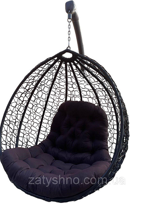 Чорний Кокон з подушкою плетений із ротанга Київ - фото 2