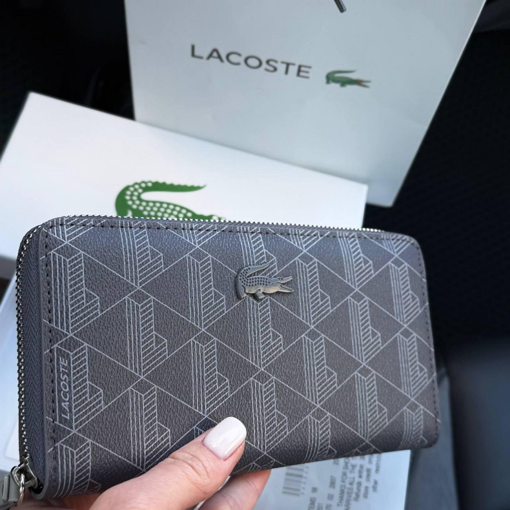 Мужской брендовый кошелек Lacoste (А7) серый Киев - изображение 4