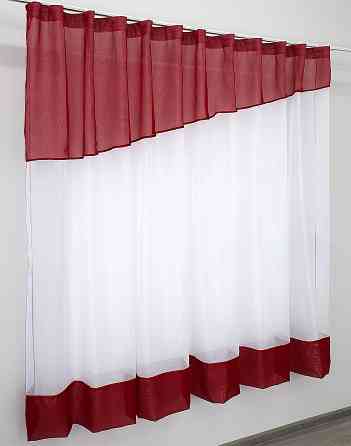 Кухонная занавеска VR-Textil № 047к красный с белым 280х170 см (50-087) Киев