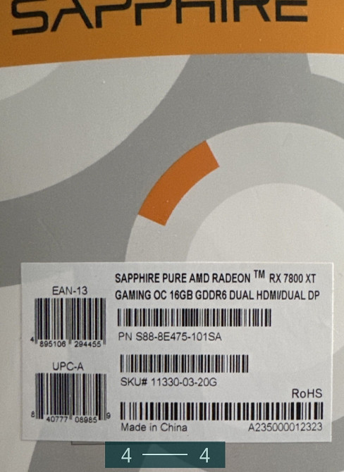 Видеокарта: Sapphire Radeon RX 7800 XT 16Gb PURE. Киев - изображение 1