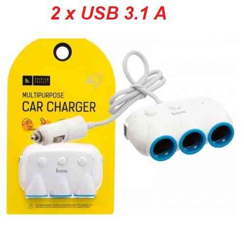 Авто разветвитель 3 прикуривателя + 2USB (3.1 A) Одесса