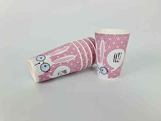 Склянка гофрована 340 мл Зайці рожеві (20 шт.) Харків