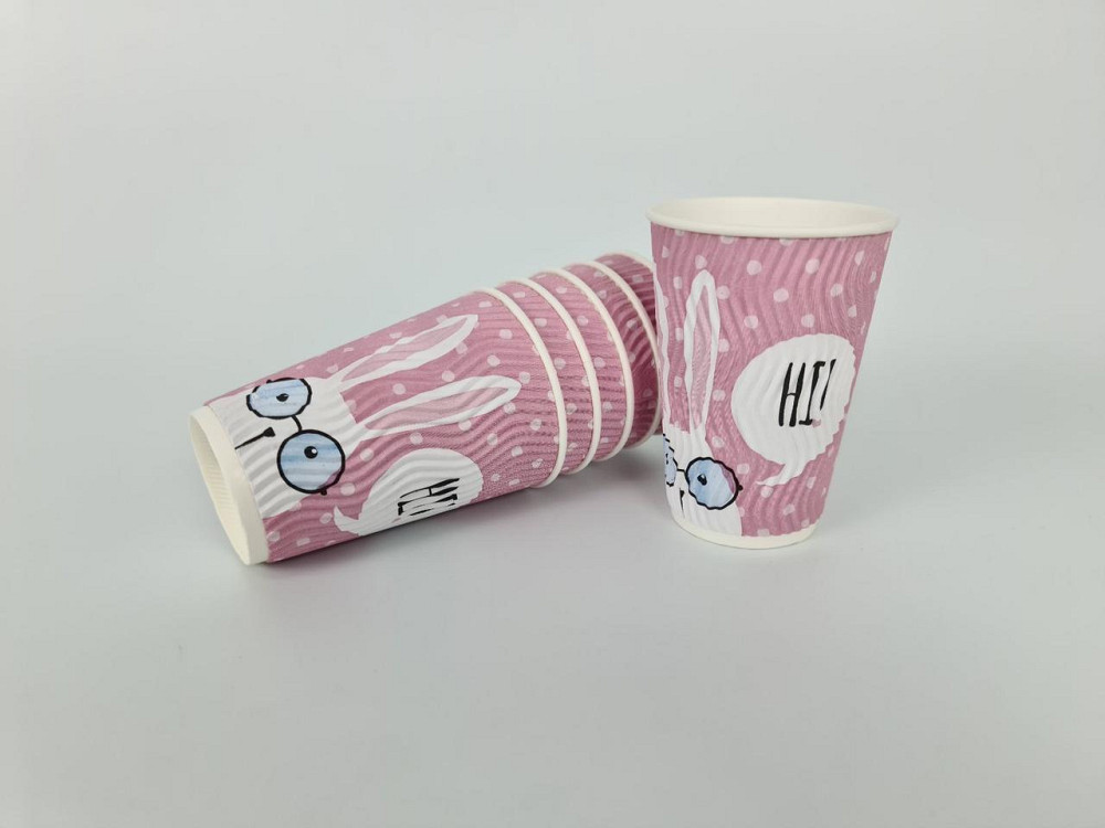 Склянка гофрована 340 мл Зайці рожеві (20 шт.) Харків - фото 3