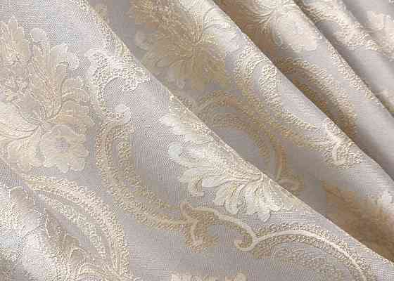 Комплект готовых штор VR-Textil Лен Корона Мария № 1268ш Светло-серый с золотистым 100х270 см 2 шт (31-535) Киев