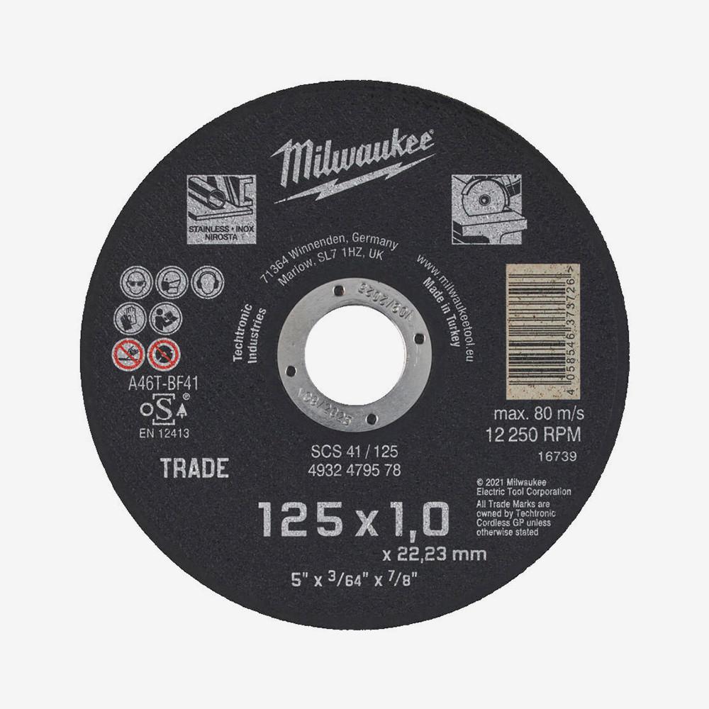 Диск відрізний по металу MILWAUKEE Trade, SCS 41/125х1, Ø125мм Одеса - фото 1