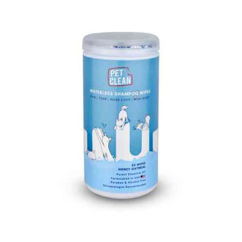 Салфетки влажные Pet Clean PET WATERLESS SHAMPOO WIPES для домашних животных быстрое очищение складок с медово-овсяным ароматом Киев