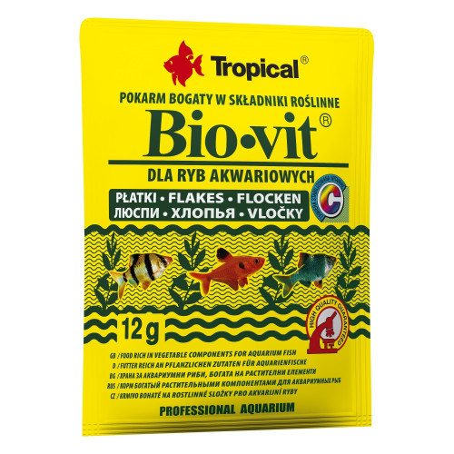 Корм Tropical Bio-Vit для травоядных аквариумных рыб хлопья 12 г Киев - изображение 1