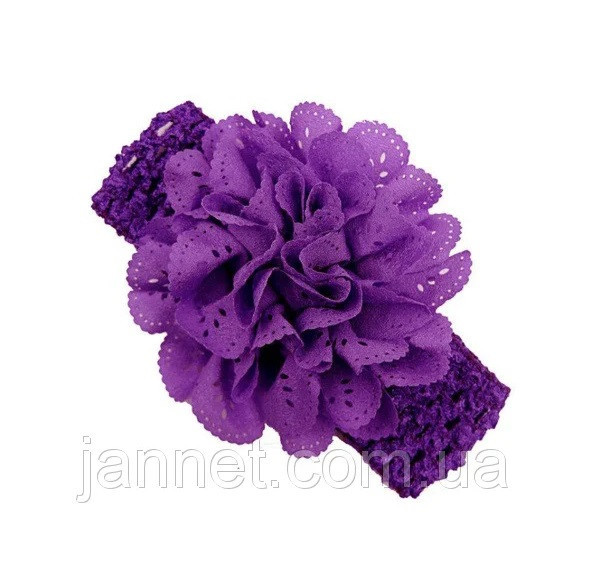 Фиолетовая детская повязка на голову - окружность 30-46см, цветок 9см Киев - изображение 1