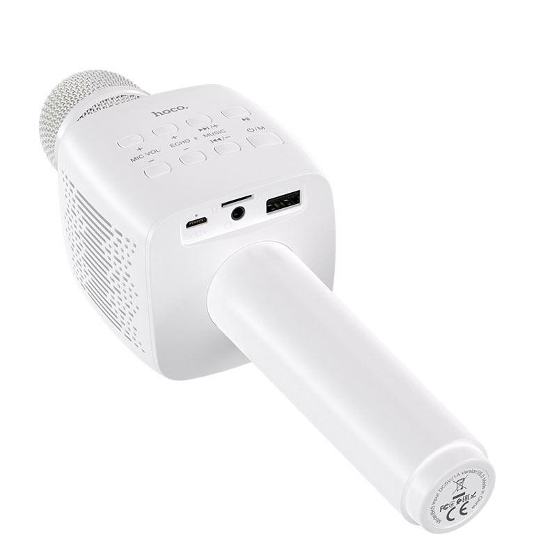 Портативна колонка-мікрофон HOCO BK5 Cantando karaoke microphone, 5W, White Київ - фото 2