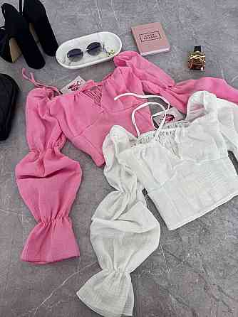 Жіночий літній романтичний топ муслін 100% бавовна Рожевий Одеса