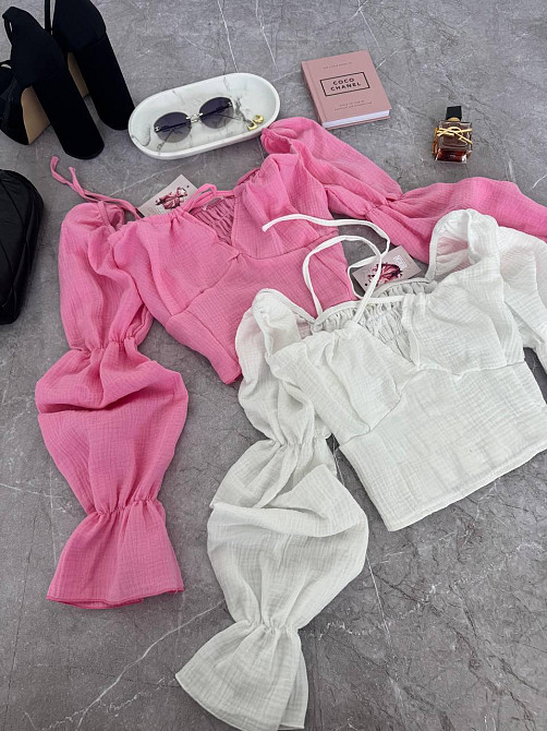 Женский летний романтичный топ муслин 100% хлопок Розовый Одесса - изображение 1