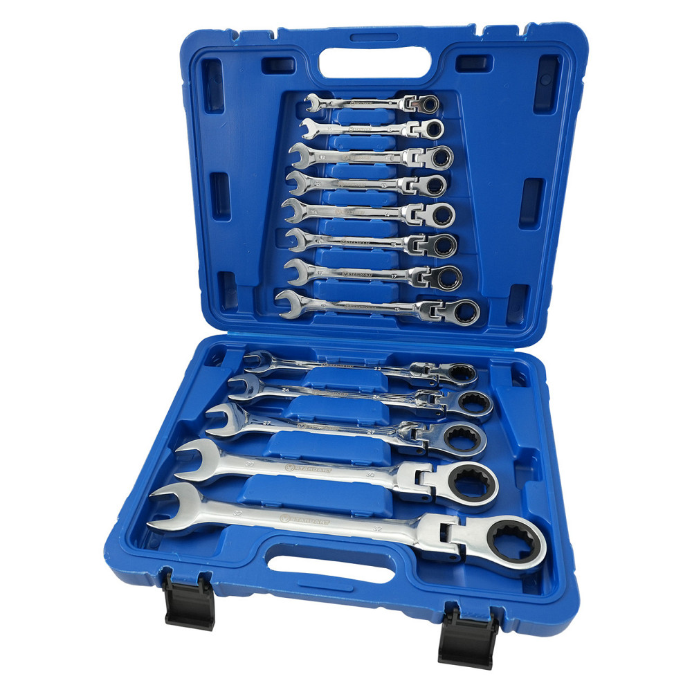 Набор ключей комбинированных с трещоткой и шарниром 13ед. 8,10,12-15,17,19,22,24,27,30,32мм СТАНДАРТ Чернигов - изображение 1