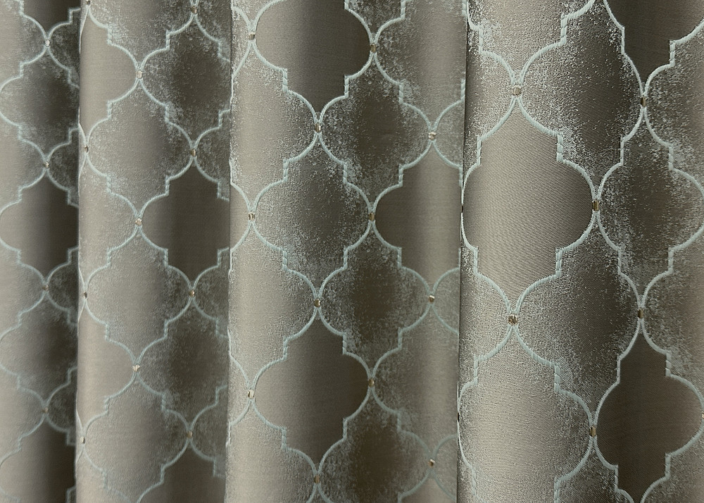 Комплект готовых штор VR-Textil Жаккард SAPFIR № 1753ш Серый с бирюзовым 150х300 см 2 шт (33-0710) Киев - изображение 7