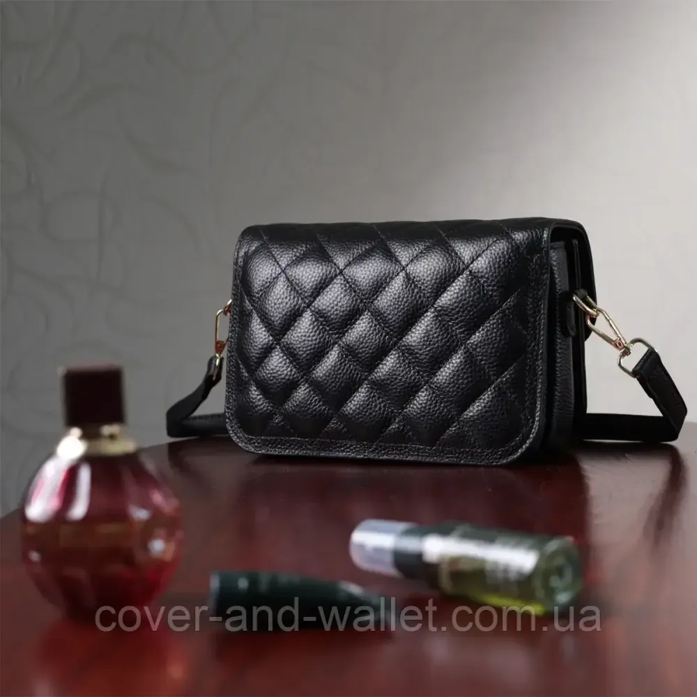 Елегантная кожаная черная женская сумка Киев - изображение 3