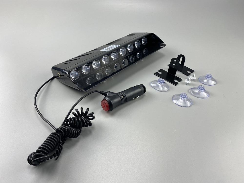 Маячок проблисковий S12 автомобільний стробоскоп 9-80V (12 led діодів) білий спалах (під скло) мигалка Мукачево - фото 10