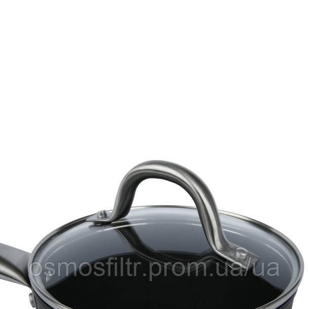 Сотейник Axentia Blackline Ø 16 см алюміній зі скляною кришкою тефлон ручка нерж Н 8.5 см 1.5 л (135 Київ - фото 6