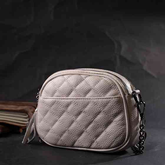 Жіноча стьобана сумка з м'якої натуральної шкіри Vintage 22326 Біла Київ