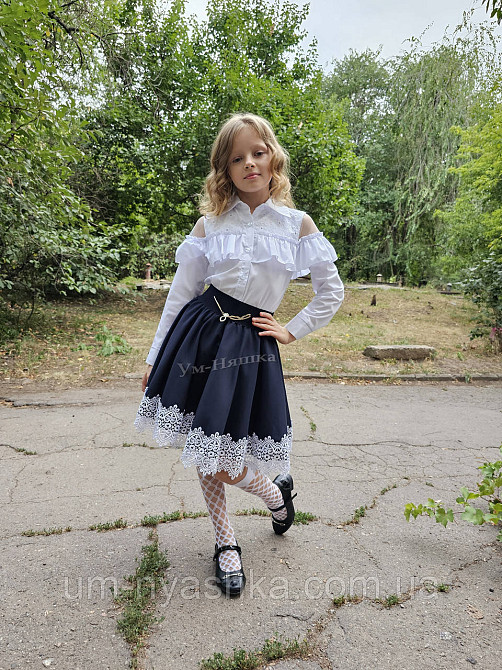 Комплект школьной формы блузка длинный рукав и юбочка с кружевом 116, 134 Кривой Рог - изображение 4