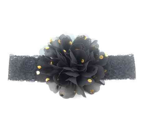 Дитяча чорна пов'язка на голову - окружність голови приблизно 40-52см, діаметр квітки 10см Київ