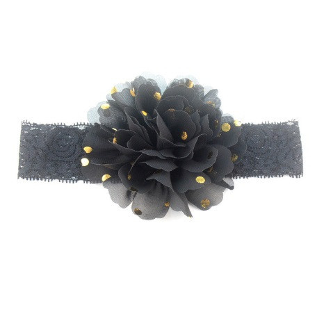 Дитяча чорна пов'язка на голову - окружність голови приблизно 40-52см, діаметр квітки 10см Київ - фото 1