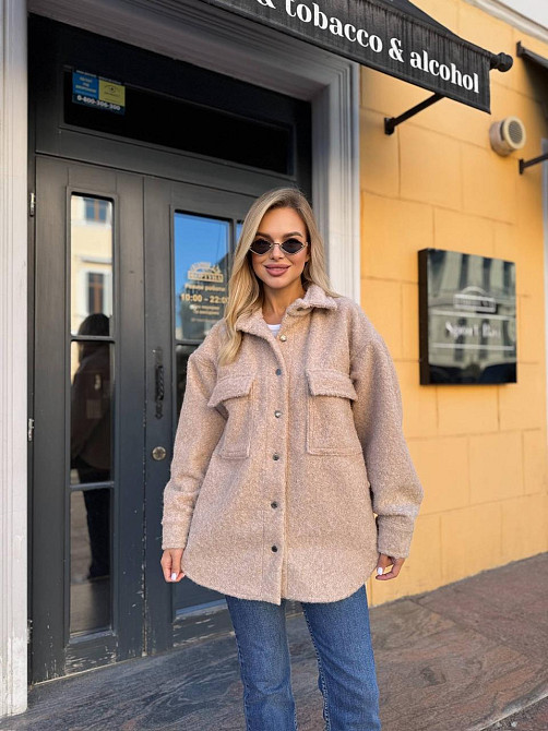 Жіноча тепла оверсайз сорочка на кнопках альпака барашек Одеса - фото 8