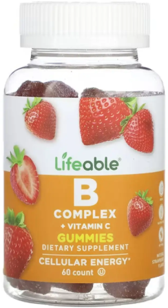 Комплекс витаминов B и C Lifeable B Complex + Vitamin C Adult 60 жев таб клубника Киев