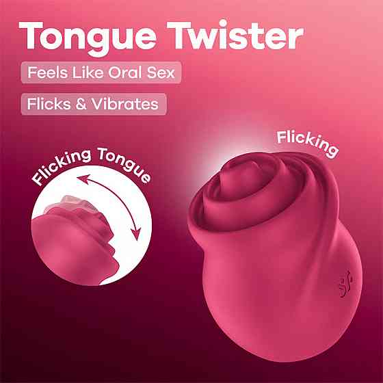 Красный стимулятор с подвижным язычком и вибрацией Satisfyer Tongue Twister, 8,8 см Sex Aura Киев