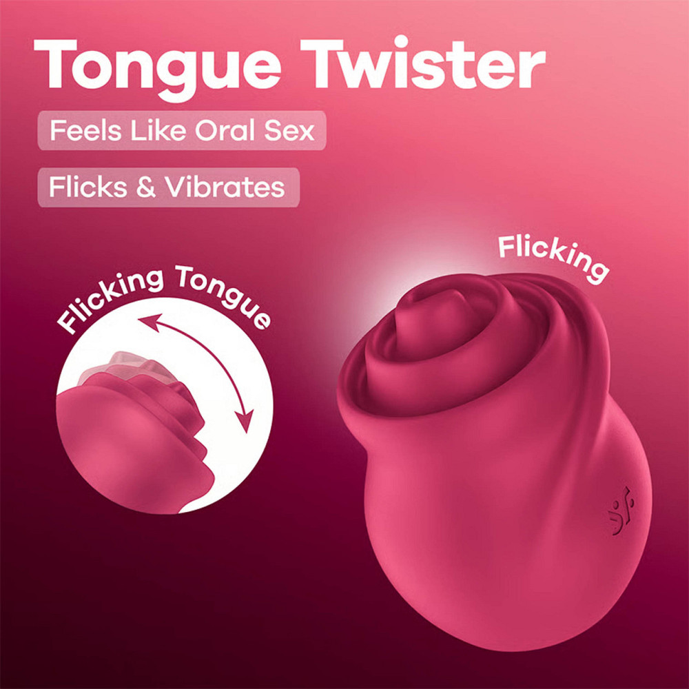 Красный стимулятор с подвижным язычком и вибрацией Satisfyer Tongue Twister, 8,8 см Sex Aura Киев - изображение 4