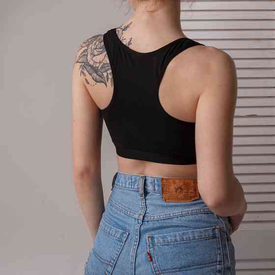 Женский хлопковый топик-борцовка Nicoletta 116321 80-85, Черный Киев